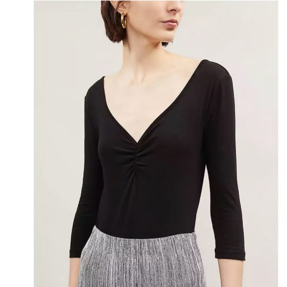 Maje Tobia Black V-Neck Bodysuit